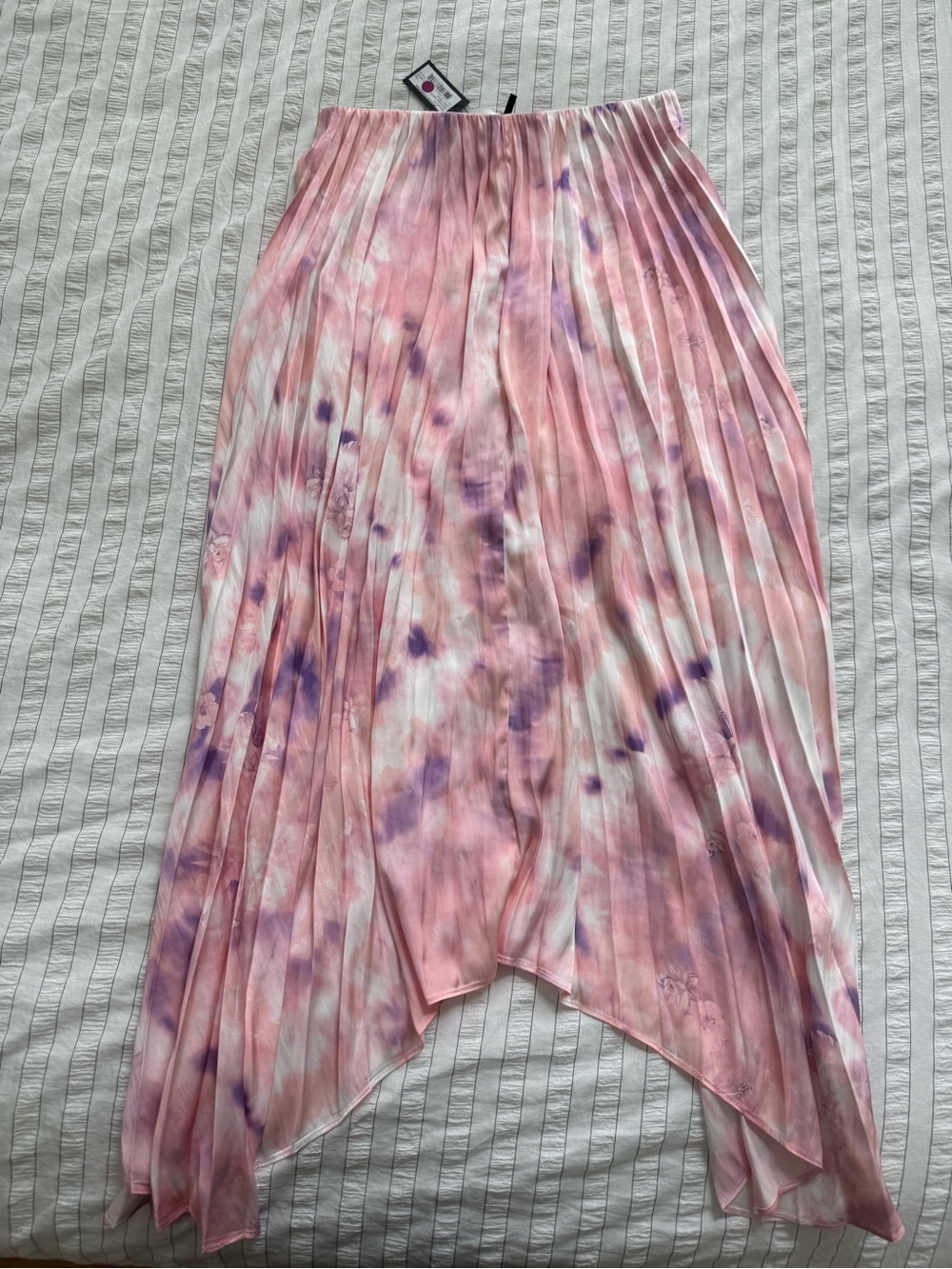 Maje women’s Pink & Purple Pleated Asymmetrical Midi Skirt